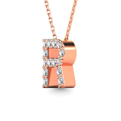 Diamond 1/8 Ct.Tw. Letter R Pendant in 14K Rose Gold&quot;&quot;