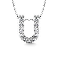 Diamond 1/10 Ct.Tw. Letter U Pendant in 14K White Gold&quot;&quot;