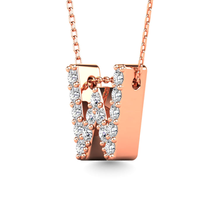 Diamond 1/6 Ct.Tw. Letter W Pendant in 14K Rose Gold&quot;&quot;