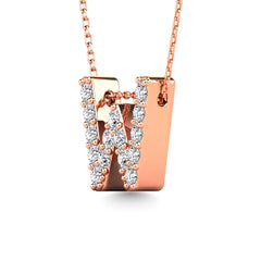 Diamond 1/6 Ct.Tw. Letter W Pendant in 14K Rose Gold&quot;&quot;