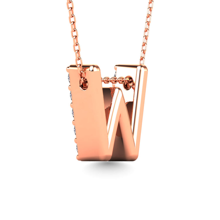 Diamond 1/6 Ct.Tw. Letter W Pendant in 14K Rose Gold&quot;&quot;