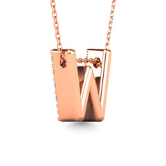 Diamond 1/6 Ct.Tw. Letter W Pendant in 14K Rose Gold&quot;&quot;