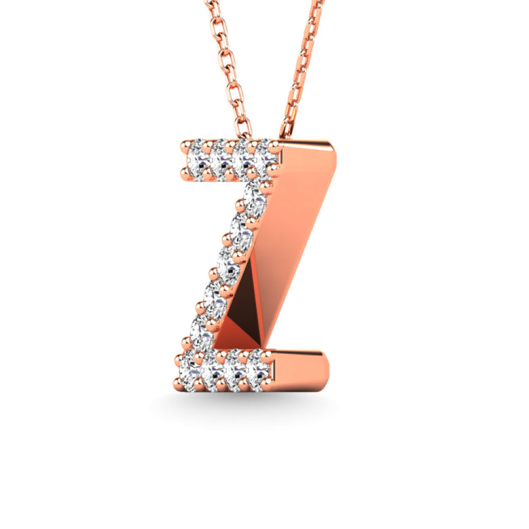 Diamond 1/8 Ct.Tw. Letter Z Pendant in 14K Rose Gold&quot;&quot;