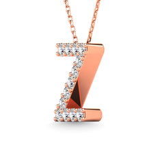 Diamond 1/8 Ct.Tw. Letter Z Pendant in 14K Rose Gold&quot;&quot;