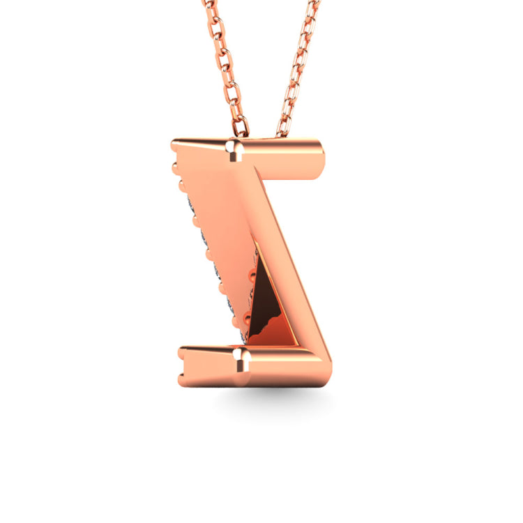 Diamond 1/8 Ct.Tw. Letter Z Pendant in 14K Rose Gold&quot;&quot;
