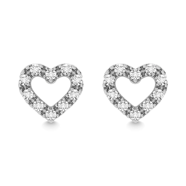 Diamond 1/20 Ct.Tw. Heart Earrings in 10K White Gold
