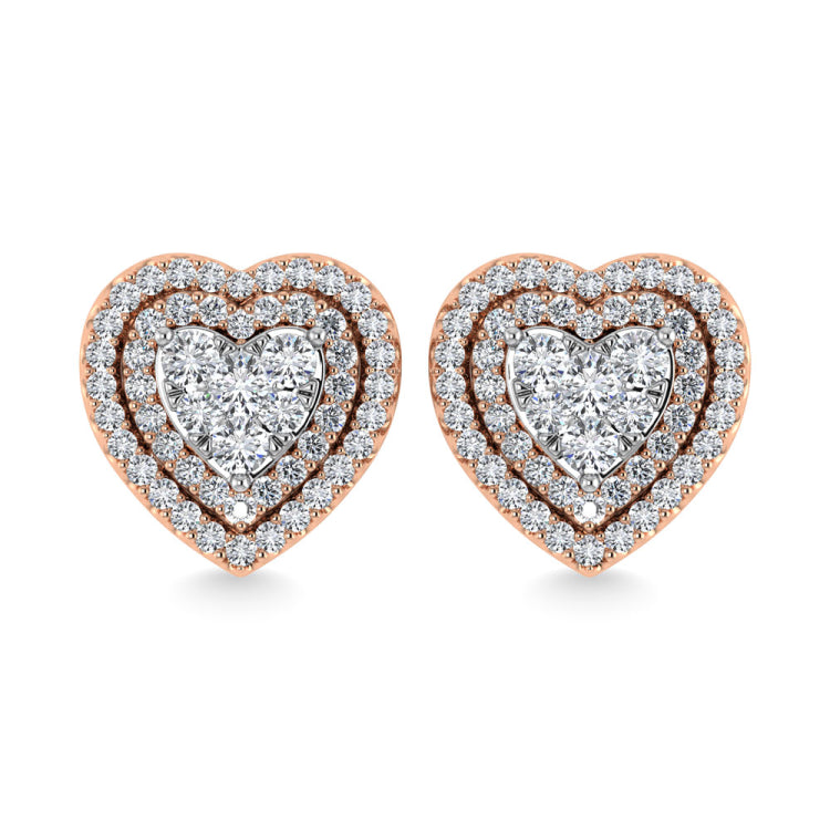 Diamond 7/8 Ct.Tw. Heart Earrings in 10K Rose Gold