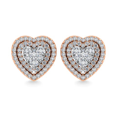 Diamond 7/8 Ct.Tw. Heart Earrings in 10K Rose Gold