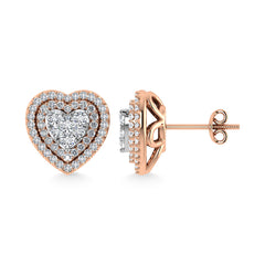 Diamond 7/8 Ct.Tw. Heart Earrings in 10K Rose Gold