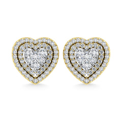 Diamond 7/8 Ct.Tw. Heart Earrings in 10K Yellow Gold