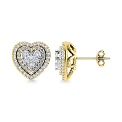 Diamond 7/8 Ct.Tw. Heart Earrings in 14K Yellow Gold