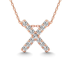 Diamond 1/8 Ct.Tw. Letter X Pendant in 14K Rose Gold&quot;&quot;
