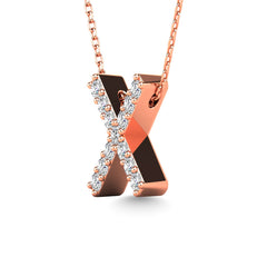 Diamond 1/8 Ct.Tw. Letter X Pendant in 14K Rose Gold&quot;&quot;