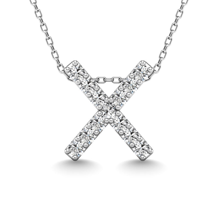 Diamond 1/8 Ct.Tw. Letter X Pendant in 14K White Gold&quot;&quot;