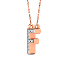 Diamond 1/20 Ct.Tw. Letter F Pendant in 10K Rose Gold&quot;&quot;