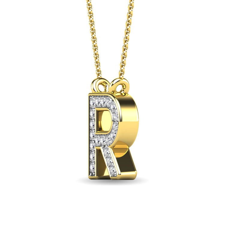 Diamond 1/20 Ct.Tw. Letter R Pendant in 10K Yellow Gold&quot;&quot;