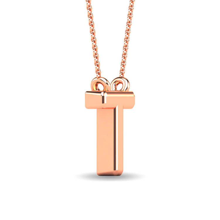 Diamond 1/20 Ct.Tw. Letter T Pendant in 10K Rose Gold&quot;&quot;