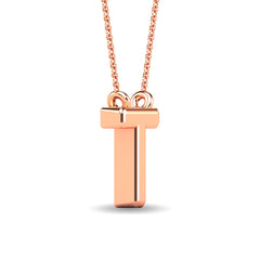 Diamond 1/20 Ct.Tw. Letter T Pendant in 10K Rose Gold&quot;&quot;