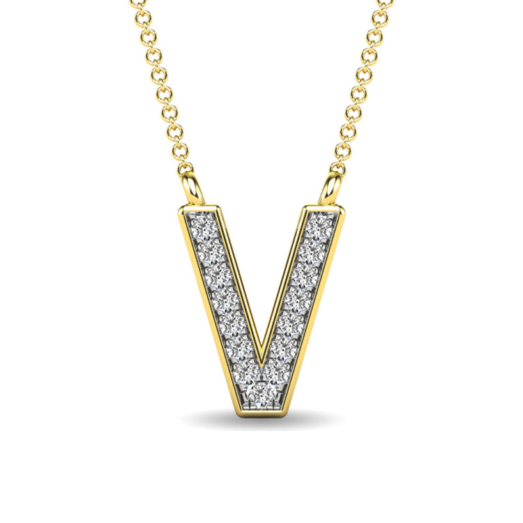 Diamond 1/20 Ct.Tw. Letter V Pendant in 10K Yellow Gold&quot;&quot;