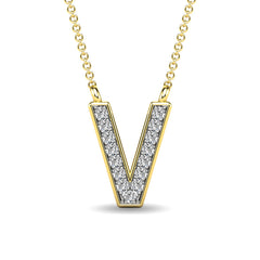 Diamond 1/20 Ct.Tw. Letter V Pendant in 10K Yellow Gold&quot;&quot;