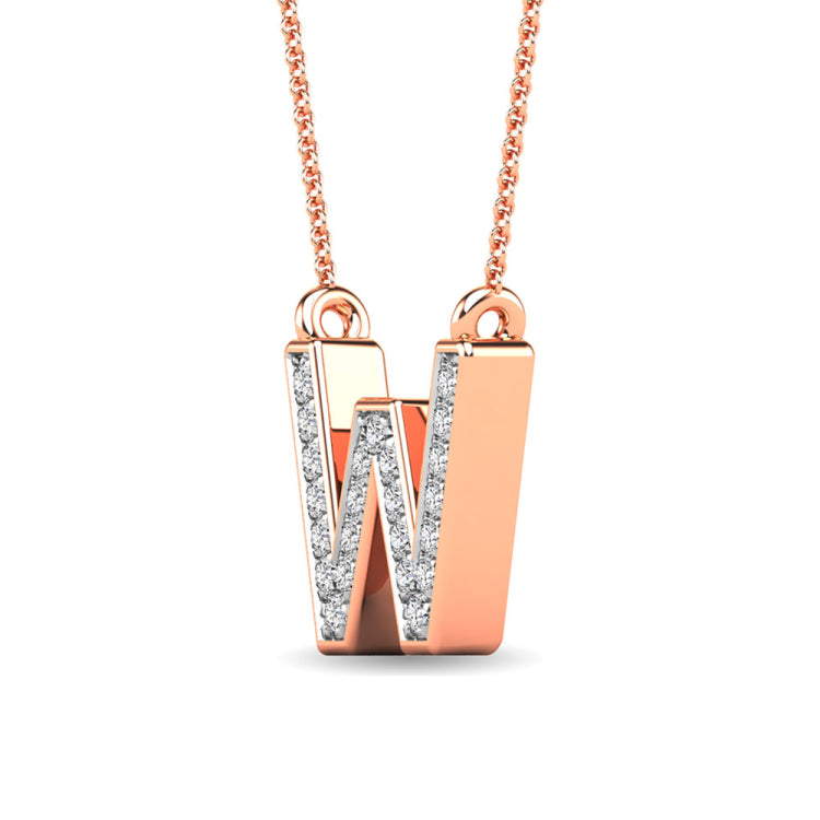 Diamond 1/20 Ct.Tw. Letter W Pendant in 10K Rose Gold&quot;&quot;
