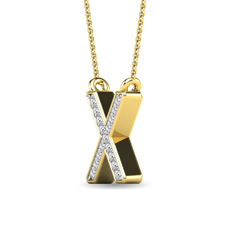Diamond 1/20 Ct.Tw. Letter X Pendant in 10K Yellow Gold&quot;&quot;