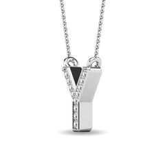 Diamond 1/20 Ct.Tw. Letter Y Pendant in 10K White Gold&quot;&quot;