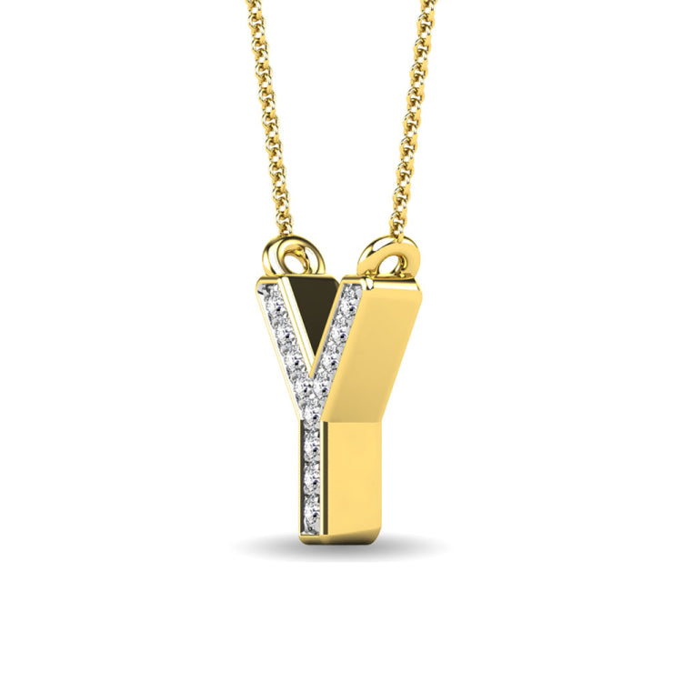 Diamond 1/20 Ct.Tw. Letter Y Pendant in 10K Yellow Gold&quot;&quot;