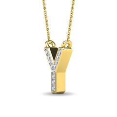 Diamond 1/20 Ct.Tw. Letter Y Pendant in 10K Yellow Gold&quot;&quot;