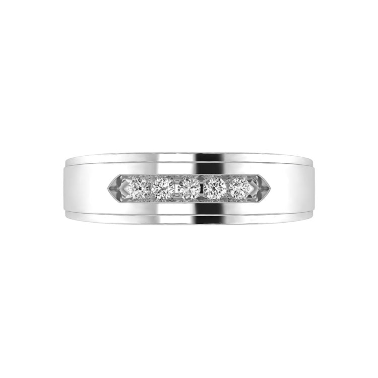 Diamond 1/4 Ct.Tw. Mens Wedding Band in 14K White Gold