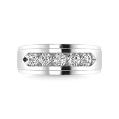 Diamond 1 Ct.Tw. Mens Wedding Band in 14K White Gold
