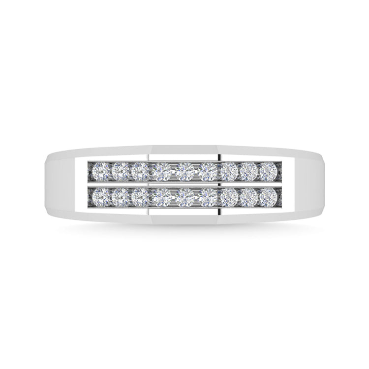Diamond 1/4 Ct.Tw. Mens Wedding Band in 10K White Gold