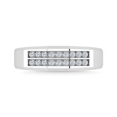 Diamond 1/4 Ct.Tw. Mens Wedding Band in 10K White Gold