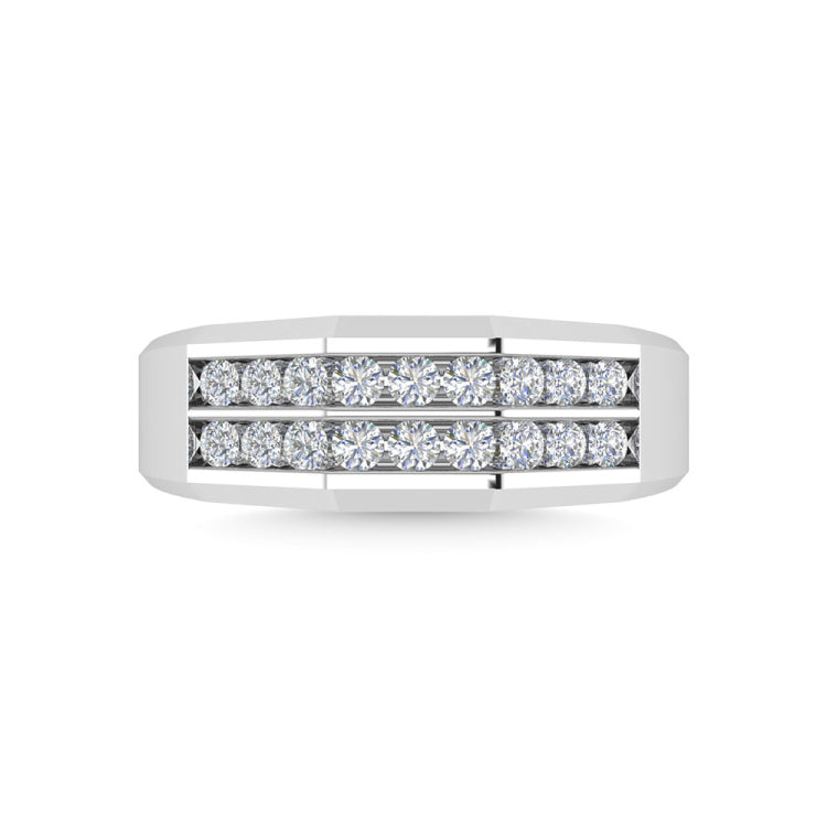 Diamond 1/2 Ct.Tw.Mens Wedding Band in 10K White Gold