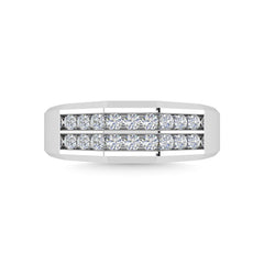 Diamond 1/2 Ct.Tw.Mens Wedding Band in 10K White Gold