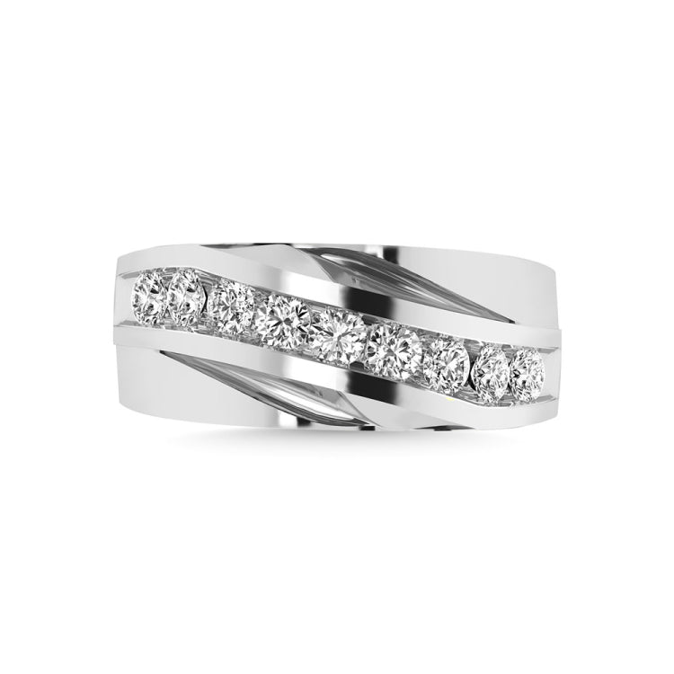 Diamond 1 Ct.Tw.Mens Wedding Band in 10K White Gold