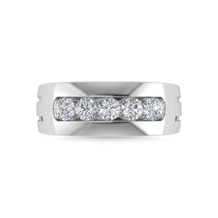 Diamond 1 Ct.Tw.Mens Wedding Band in 10K White Gold