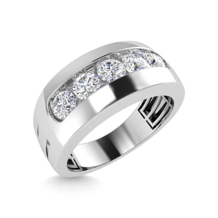 Diamond 1 Ct.Tw.Mens Wedding Band in 10K White Gold