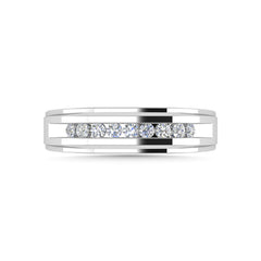 Diamond 1/4 Ct.Tw.Mens Wedding Band in 10K White Gold