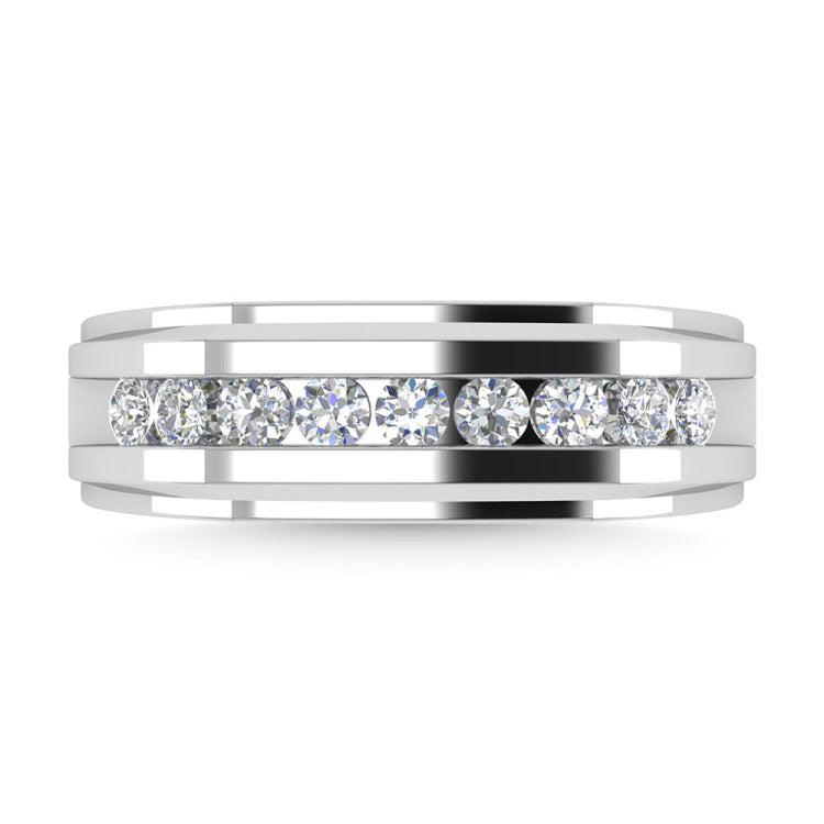 Diamond 1/2 Ct.Tw.Mens Wedding Band in 10K White Gold