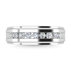 Diamond 1/2 Ct.Tw.Mens Wedding Band in 10K White Gold