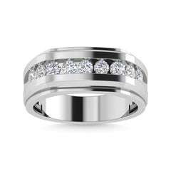 Diamond 1 Ct.Tw.Mens Wedding Band in 14K White Gold