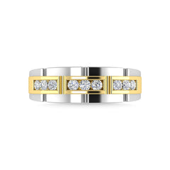 Diamond 1/4 Ct.Tw.Mens Wedding Band in 14K Two Tone Gold