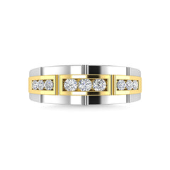 Diamond 1/2 Ct.Tw.Mens Wedding Band in 14K Two Tone Gold