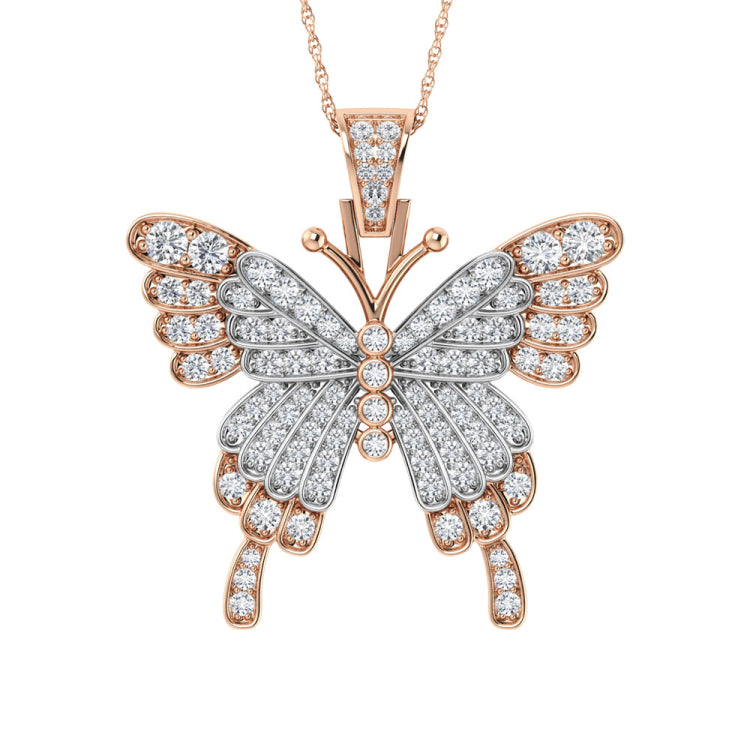 Diamond 1 7/8 Ct.Tw. Butterfly Pendant in 10K Two Tone