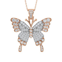 Diamond 1 7/8 Ct.Tw. Butterfly Pendant in 10K Two Tone