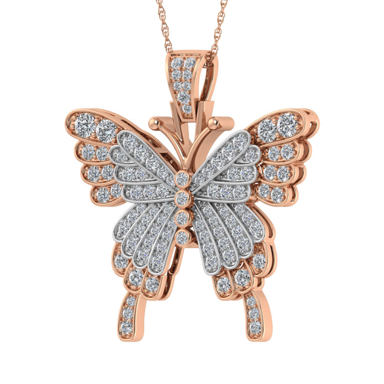 Diamond 1 7/8 Ct.Tw. Butterfly Pendant in 10K Two Tone