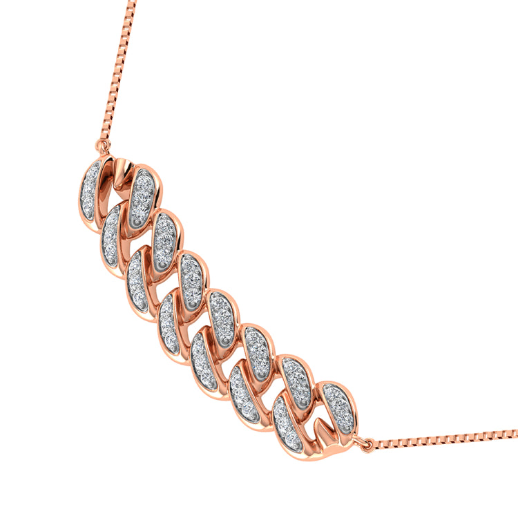 14K Rose Gold 1/5 Ct.Tw. Diamond Cuban Style Necklace