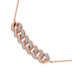14K Rose Gold 1/5 Ct.Tw. Diamond Cuban Style Necklace