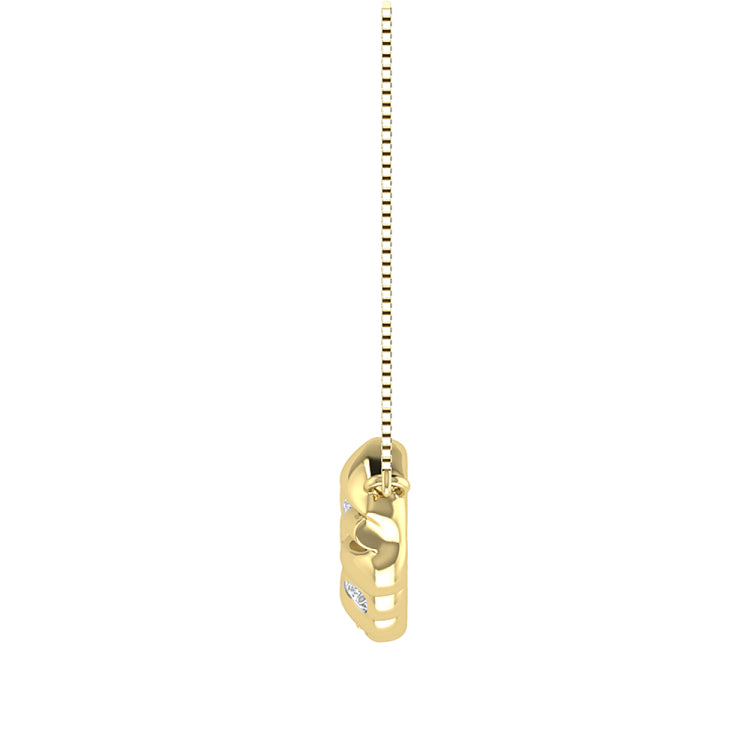 10K Yellow Gold 1/20 Ct.Tw. Diamond Cuban Style Necklace